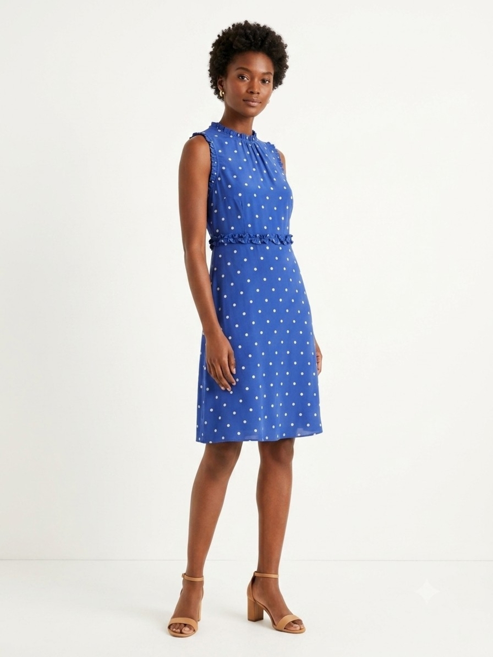 Boden Royal Blue Polka Dot Sleeveless Midi Dress